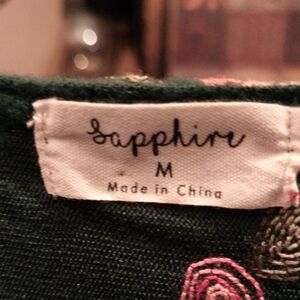 NWT Sapphire Green Multicolored Floral Embroidered Top Size Medium